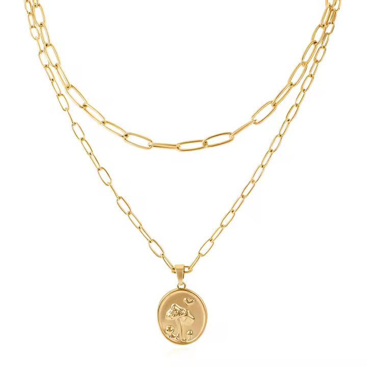 Encanto Collar con colgante geométrico de moda para mujer, con letras doradas y mariposa. - 1