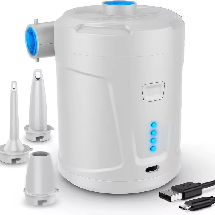 Bomba de Aire Eléctrica, 5200 mAh Bathería Recargable, para Piscina Infantil, Mini Bomba de Aire Eléctrica with 3 Boquillas de Aire, Inflador rápido para Bote Inflable/Colchón de Aire - 1