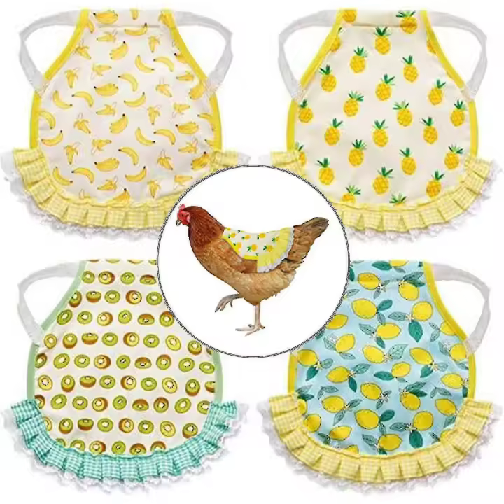 4 Pack Chicken Saddles Hens Apron Fruit Pattern Wing Back Protector With Elasticity Strap6417242312060 - 1