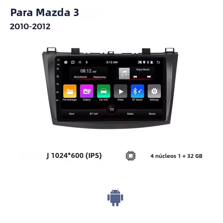 Radio De Coche Android 4Nucleos Para Mazda 3 2010-2013 Reproductor Multimedia GPS BT Carplay Estéreo Doble Din Con Wifi Y 2G RAM 32G ROM - 1