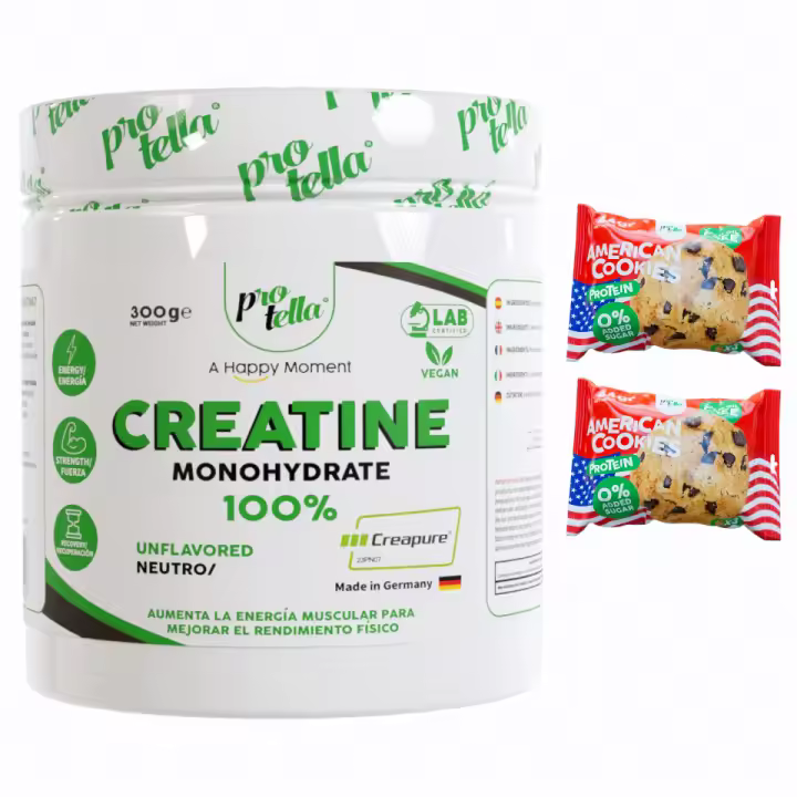CREATINA CREAPURE (300G) NEUTRA - Protella + 2pack american cookies  Alta calidad 100% creapure - 1