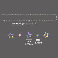 Guirnalda De Estrellas De Papel Plateado 3.7M 12.1ft Para Decoración De Habitaciones Fiesta De Cumpleaños Graduación Año Nuevo - details 2