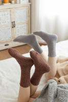 Calcetines De Velours Coral Grueso Para Mujer Color Sólido Calzado Interior Invierno Calcetines De Piel Suave Calientes Protección Contra El Frío Regalo De Navidad - details 3