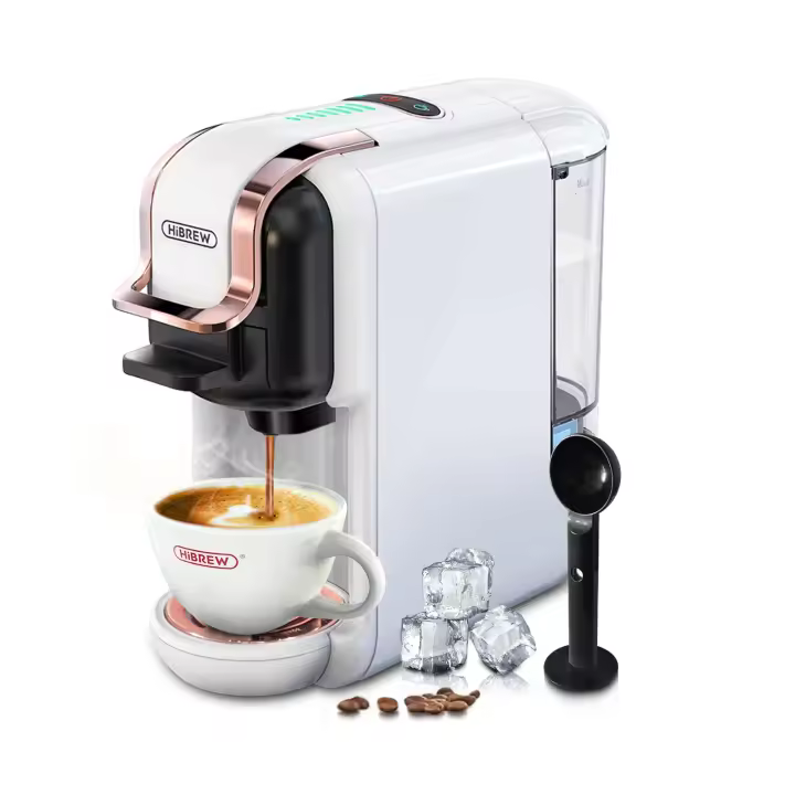 Cafetera Nespresso cápsulas express portatil HiBREW H2B, cafetera multicápsulas 5 en 1, Presión 19 Bares, Depósito de 600ML,compatible con cápsulas DG/Nes/K-cup/ESE/café molido, Parada Automática,Cafetera Superautomatica - 1