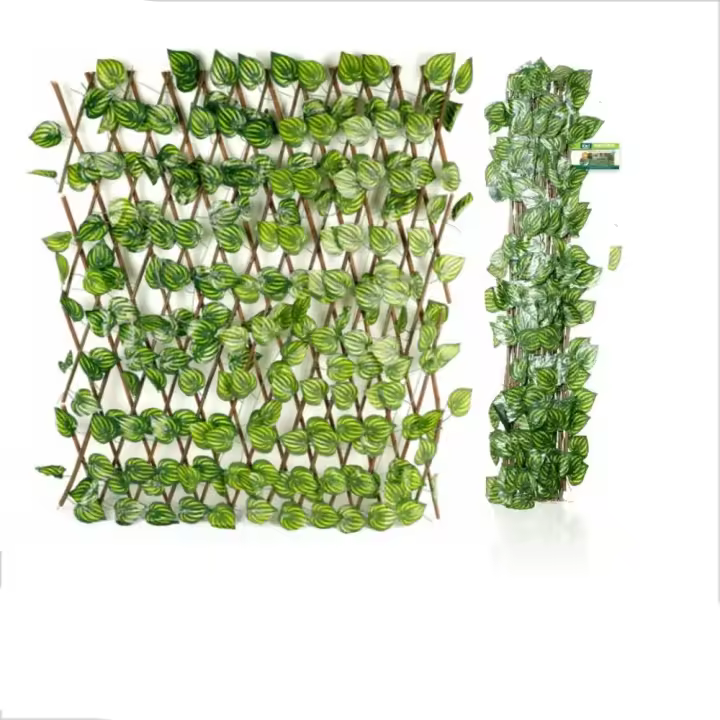 Valla Extensible PLUSHOME de Hojas Artificiales - Decorativo y Fácil de Instalar - 1