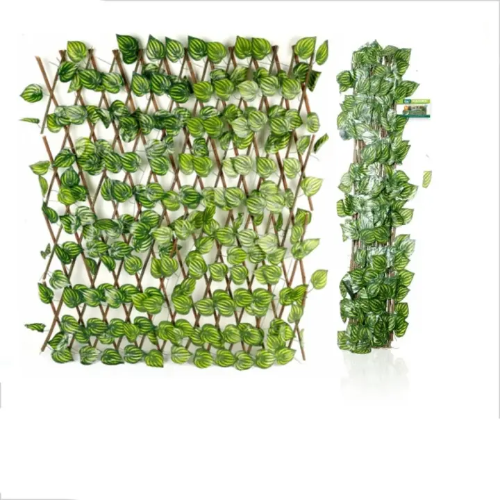 Valla Extensible PLUSHOME de Hojas Artificiales - Decorativo y Fácil de Instalar - 1