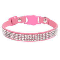 Collar De Gato De Cuero Suave Con Diamantes Bling Y Campana Seguridad Breakaway Ajustable Para Perros Y Gatos XS S Rosa - details 8