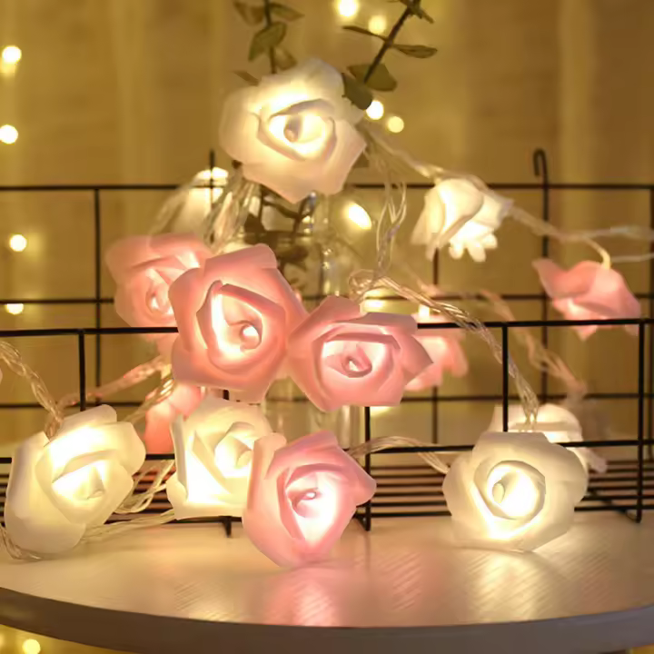 Luces De Navidad LED Rosa 20 Piezas Operadas Por Batería Para Decoración De Fiesta De Boda Y Valentín Guirnalda De Flores Fairy - 1