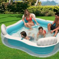 Intex - PISCINA HINCHABLE CON ASIENTOS 229X229X66 CM  990 L familiar verano jardin - details 1