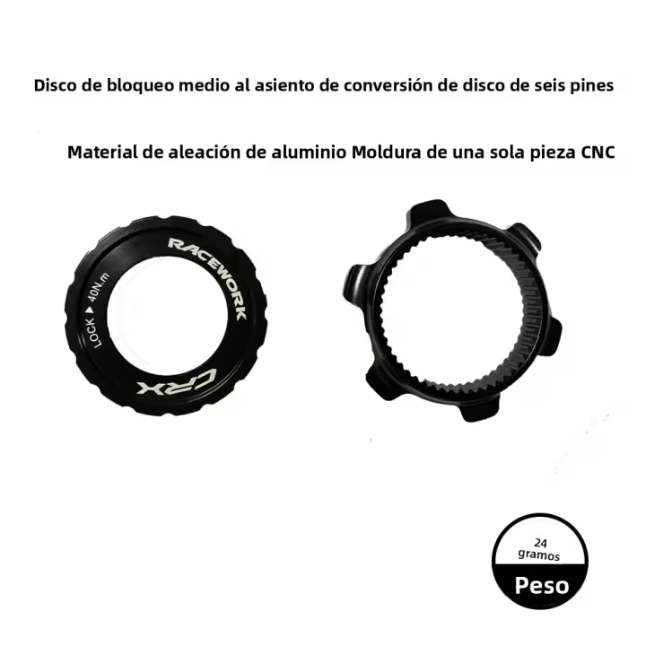 Adaptador De Conversión De Disco De Freno Para Bicicleta De Carretera Y MTB RACEWORK De Centro a 6 Agujeros Compatible Con Sistema Hidráulico - 1