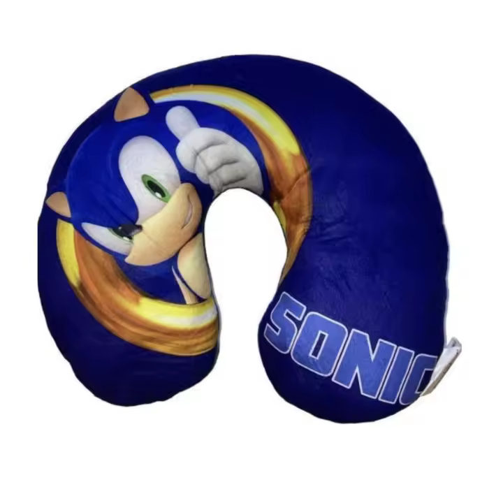 Sonic Cojin cuello coche tren infantil viaje Sonic Azul suave Sega lavable, Original. Película Sonic 3 - 1