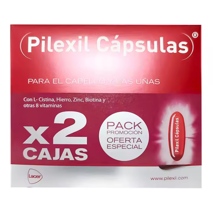 Lacer Pilexil Cápsulas 2x100 - Complemento Alimenticio para el Cabello - Aporta L-Cistina, Biotina y Zinc - 1