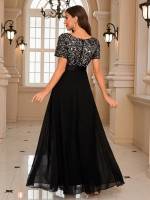 Vestido Formal De Talla Fina Unithorse Elegante Con Lentejuelas Y Chiffon Vestido De Fiesta De Mujer De Cuello V Largo - details 5