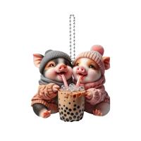 Colgante Decorativo De Cerdo Acrílico 2D Interesante Para Llaveros Y Amigos Regalo Divertido Y Moderno De Animal - details 2