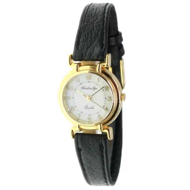Reloj Christian Gar Para Mujer Dorado Correa Negra - 1