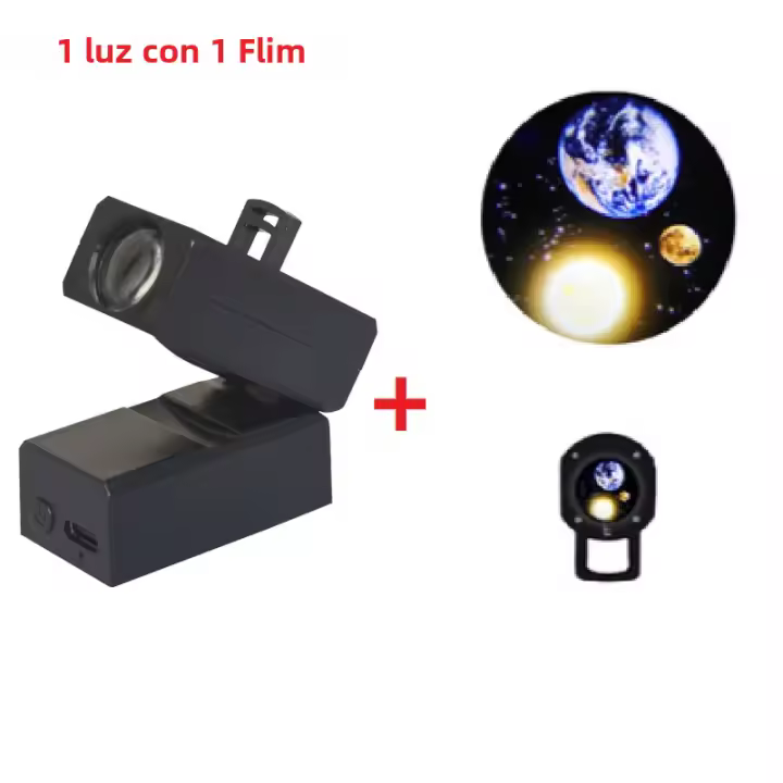 Lámpara De Noche Proyectora De Luna Y Planetas Recargable Iluminación Estelar Para Decoración De Habitación Infantil Luz LED Atmosférica - 1