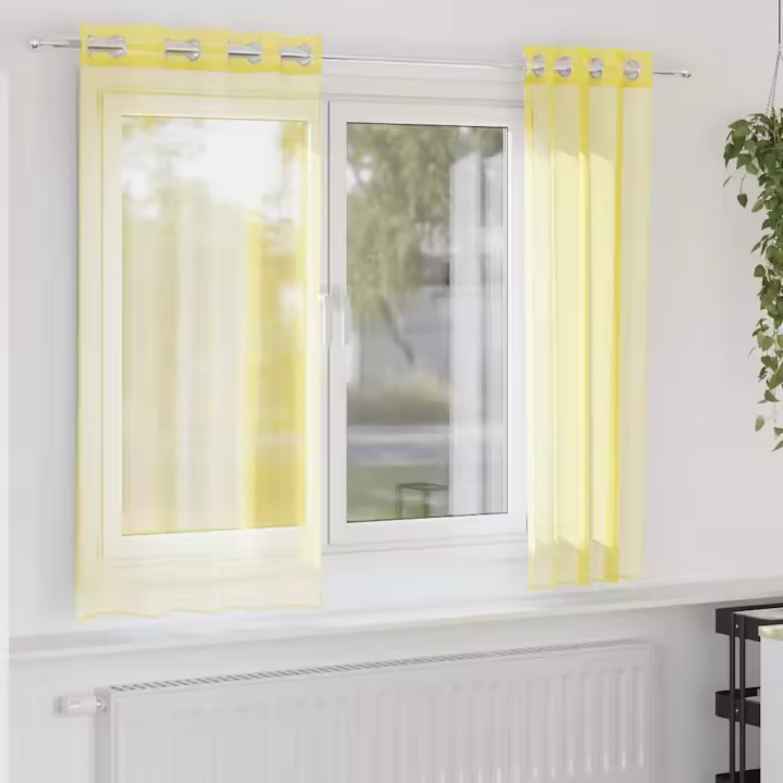 Cortinas de gasa con ojales vidaXL 2 uds 140x175 cm en color Verde manzana/Rosa/Amarillo y más | protección solar decorativa para ventanas hogar oficina dormitorio fácil de instalar - 1
