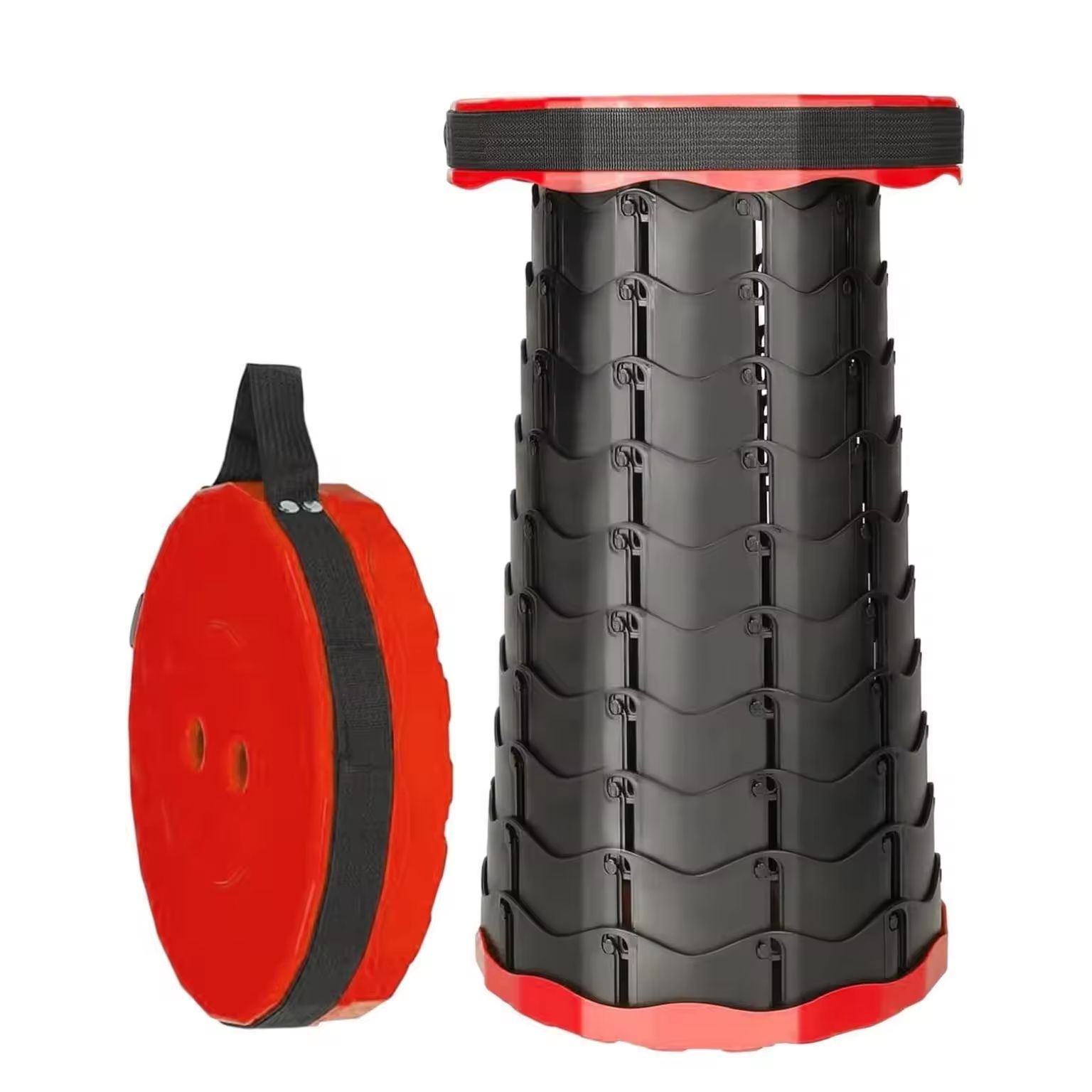 Taburete Plegable Portátil de Segunda Generación, Taburete Telescópico Ligero, Carga 550 LB, para Exteriores, Senderismo, Pesca, Barbacoa, Interior, Viajes, Fiestas, Altura Ajustable 6.5-45 cm