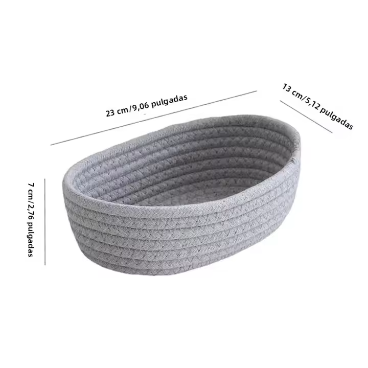 Cesta De Almacenamiento De Hilo De Algodón Oval Para Juguetes De Niños Caja De Organización De Escritorio Caja De Almacenamiento De Cosméticos Y Llaves - 1