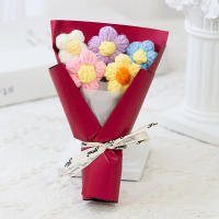 Mini Bouquet De Flores Tejidas Creativo Decoración Floral De Lana Decoración De Hogar Para Aniversario Cumpleaños Graduación - details 2