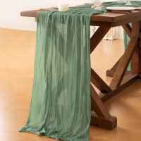 Pink Cheesecloth Table Runner 6 Pack Summer Sheer Light Pink Cheese Cloth Table Runners Boho Gauze 120 Inches Summer Table Decorations for Wedding Bridal Girl Baby Shower Sweet 16 Party Decor - details 2