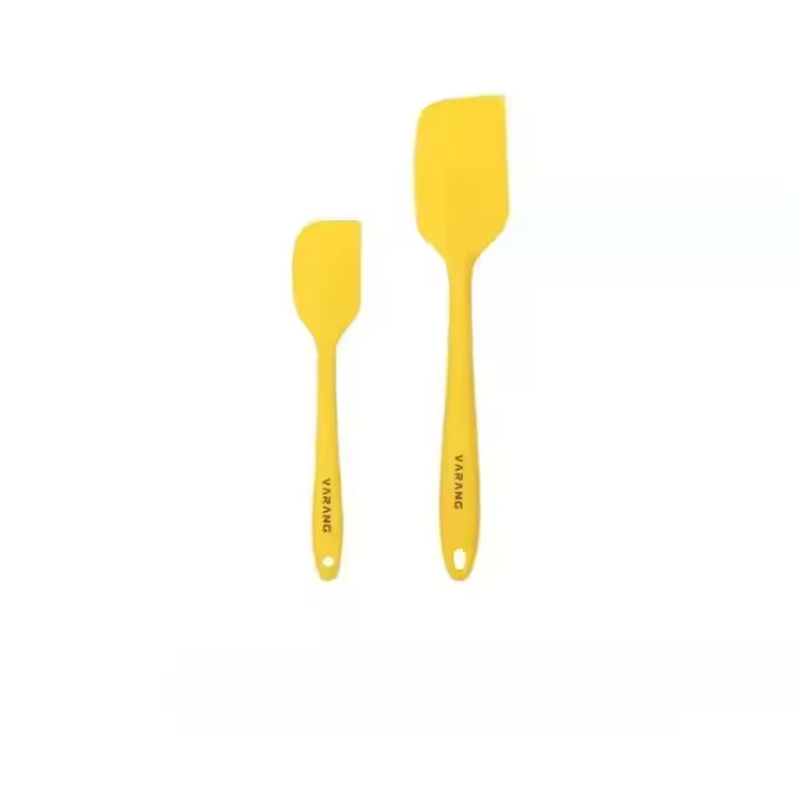 Set De 2 Cuchara De Silicona Para Cocina Y Hornear Utensilios Ecológicos Para Mezclar Pasteles Crema Amarillo/Marrón Scrapers - 1