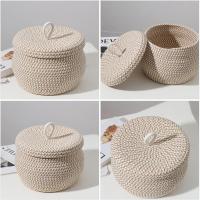 Cesta de almacenamiento de cuerda pequeña con tapa Cesta multifuncional para el hogar Cesta de lavandería con tapa Cesta de almacenamiento pequeña Maleta de bocadillos de cuerda de algodón - details 4