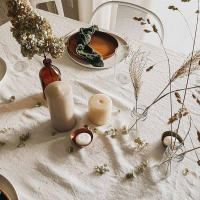 Mantel Beige De Estilo Crema Francesa Suave Con Pliegues Para Bodas Fiestas Y Cocinas De Vacaciones Material Poliéster Sintético Resistente Al Aceite - details 2
