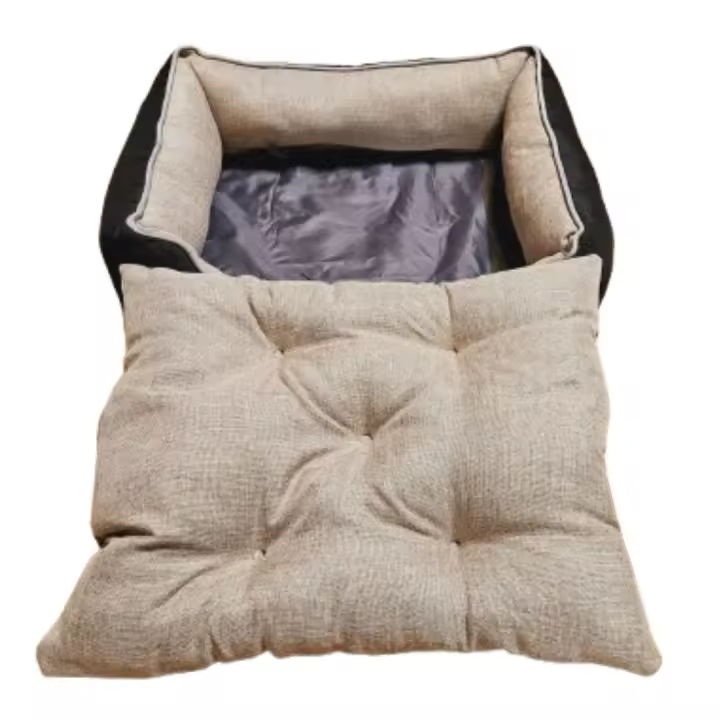 Sofás para Mascotas de 2 Piezas, Fundas Extraíbles y Lavables, Negro y Beige, Tamaños S, M, L - ANIMALUJOS: Muebles cómodos y prácticos para consentir a tus mascotas - 1