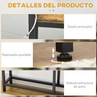 HOMCOM Mesa Consola Industrial Consola de Recibidor con Estantes Abiertos Antivuelco Mueble de Recibidor para Salón Pasillo 120x23x75 cm Marrón - details 1