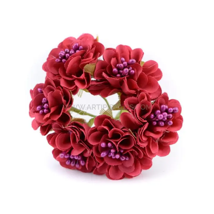 Pomo de Flores de Tela 'Amberes' con 6 Unidades y Pistilos Perlados - 1