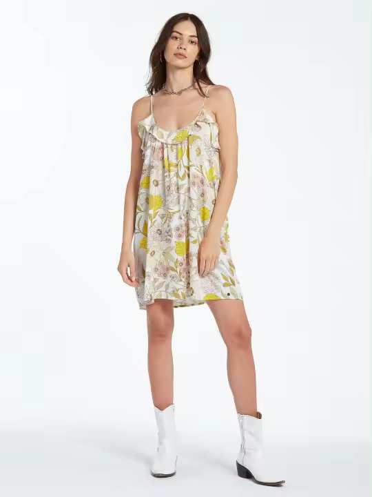 Vestido Volcom con Volantes y Tirantes Finos Regulables para Mujer - 1