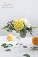 Flores Artificiales, 25 Rosas Falsas de espuma de color Marfil de aspecto real con Tallos - details 1