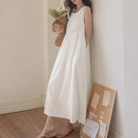 Vestido Largo Sin Mangas De Verano ZANZEA Estilo Coreano Suelto Con Pliegues Para La Playa Vestido Casual De Playa A-Line Para Mujer - details 2