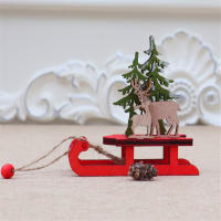 Modelo Pequeño De Adorno Navideño DIY De Madera Colores Sledo Decoración Con Ciervo Anciano Tirando De Un Carro Regalos Pequeños - details 10