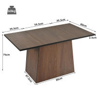 Juego de comedor (5 piezas), Mesa de Comedor rectangular Modern minimalist de Madera Marron Oscura with 4 Sillas De ante gris Oscuro - details 10