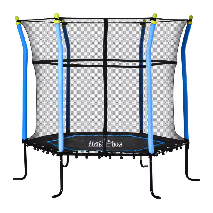 HOMCOM Cama Elástica Infantil de Jardín Trampolín para Niños de +3 Años con Superficie de Salto Ø120 cm Red de Seguridad Acero para Interior Exterior - 1