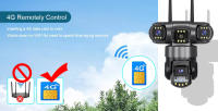 Cámara De Seguridad IP 3 Lentes Wifi 4G SIM Tarjeta Wireless Monitor 360 Grados Exterior Impermeable CCTV Doméstico Vigilancia - details 2