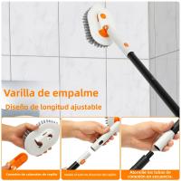 Cepillo De Limpieza Para Azulejos 3 En 1 Con Mango Largo Escobilla De Limpieza De Baño Retráctil Rotativa De 180° Con Esponja Y Microfibra Para Limpieza De Piso Y Ventanas - details 11
