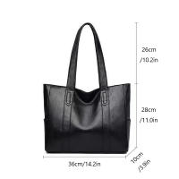 Bolso Grande de cuero para Mujer, cartera Clásica de un solo hombro, Color sólido, Simple, informal, Gran capacidad - details 1