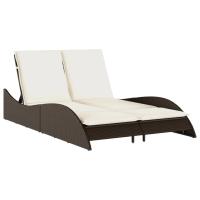 vidaXL Tumbona con cojines ratán sintético 114x205x73 cm Negro, Marrón, Gris Sillas de Exterior Ideal para jardín, playa, piscina, terraza Tumbona Piscina Tumbonas Playa Tumbonas Jardín Exterior - details 1