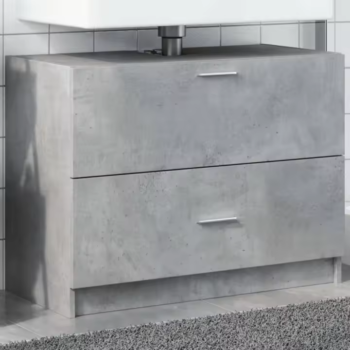 vidaXL Armario de lavabo madera de ingeniería 78x37x59 cm en color Blanco/Roble Sonoma/Gris sonoma y más | almacenamiento funcional diseño moderno para baño dormitorio sala - 1