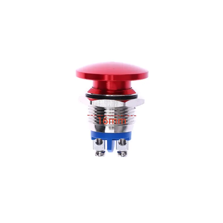 Interruptor De Botón De Pulsación Metálico Temporal Impermeable IP65 SPST (ON)-Off 1NO 3A 250V Con Terminal De Tornillo 16/19/22MM - 1