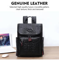 Mochila De Cuero Auténtico Crocodilo Para Laptop De 15.6 Pulgadas Hombres Viaje Impermeable Grande Para Adolescentes Escuela Bolsa De Viaje Preppy Style - details 5