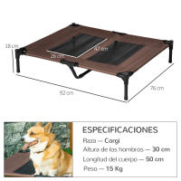 PawHut Cama Elevada para Perros Cama de Mascotas con Malla Transpirable y Tela Oxford para Exterior Interior Aire Libre Jardín Terraza Marrón - details 2