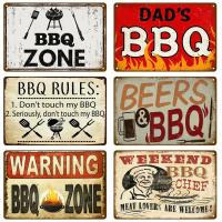 Cartel De Barbacoa Vintage En Lata Decoración Retro Para Jardín Y Fiestas Al Aire Libre Reglas De La Barbacoa Accesorios De Decoración De Zona De Barbacoa - details 0