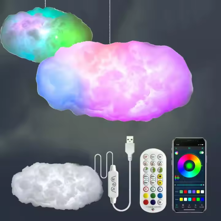 Lámpara De Ambiente 3D Nube Grande Iluminación Inteligente Con Control Remoto APP ThunderCloud Para Decoración De Habitaciones Esports Y DIY - 1