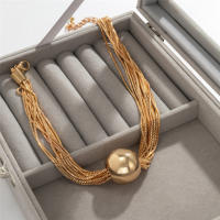 Collar Gótico Ingemark Para Mujer Cadena Gruesa Torcida Con Colgante De Bola Vintage Joyería Grunge Estilo Steampunk - details 7