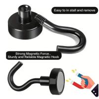 6Pcs Gancho Magnético Negro 15 Lbs (Aproximadamente 7Kg) Para Colocaciones Internas Cocinas Lugares De Trabajo Oficinas Y Garage - details 3