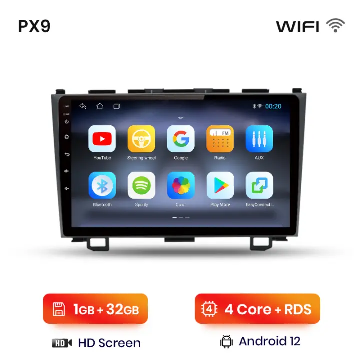 AWESAFE inalámbrico CarPlay Android Auto Radio para Honda CRV 3 CR - V 2006 2007 2008 2009 2010 2011 coche reproductor multimedia GPS 2 din autoradio volante controles RDS Bluetooth - 1